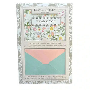 NEW Laura Ashley THANK YOU Notecards, Envelopes & Seal Stickers Set/12